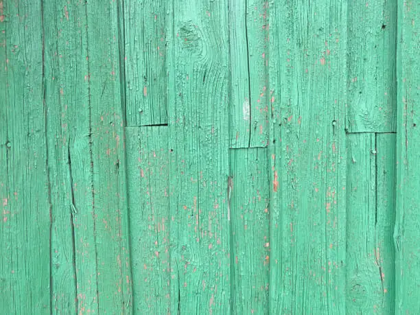 Blue, green or turquoise background of wood and peeling paint. Background tiffany
