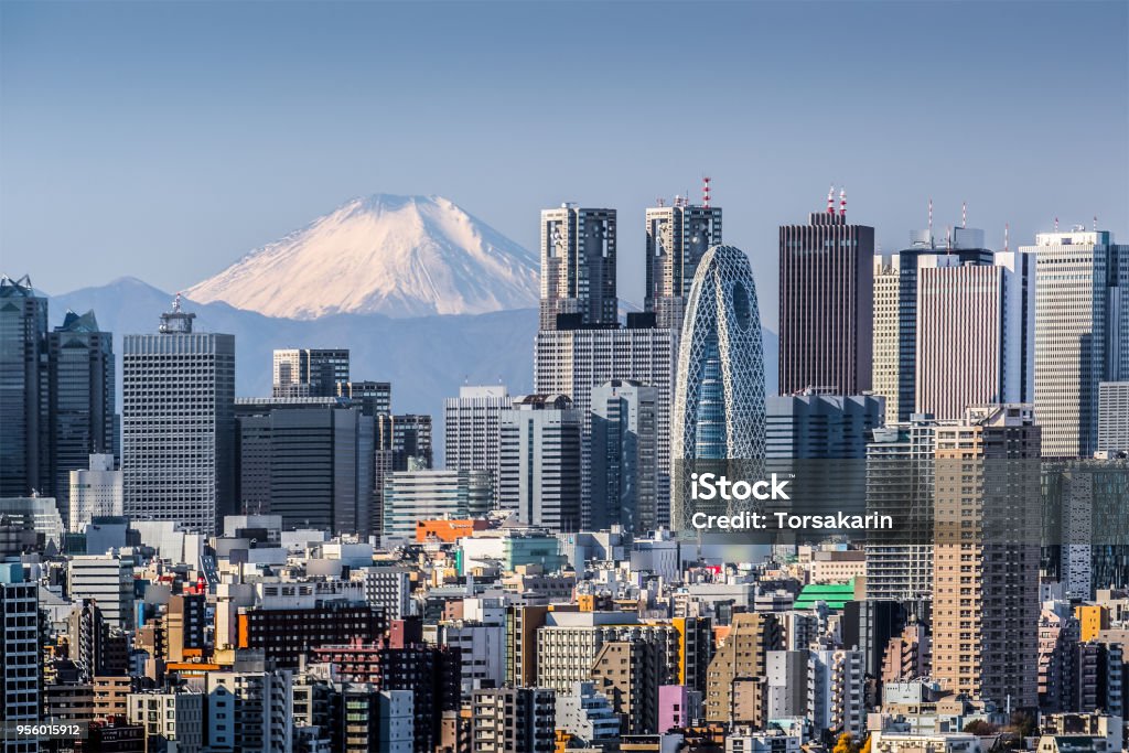 High building at Tokyo shinjuku and Mt. Fuji Tokyo - Japan Stock Photo