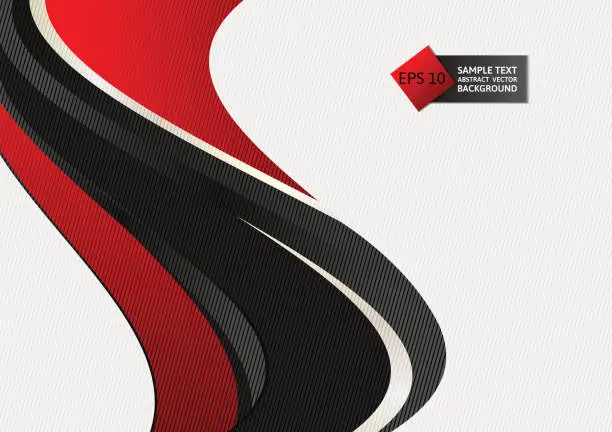 Vector illustration of Red and black color wave abstract background Vector illustration