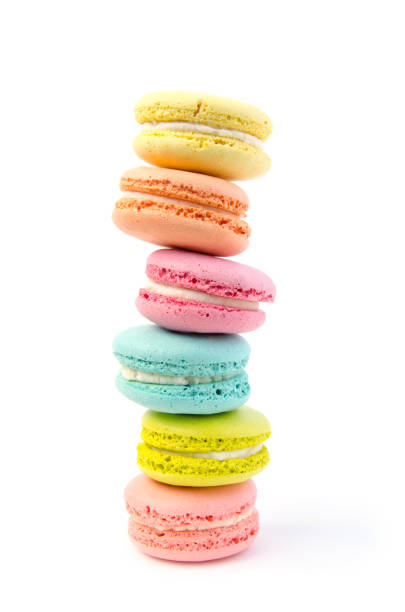 istock French macaron cookies on white background.Sweet dessert. 956017222