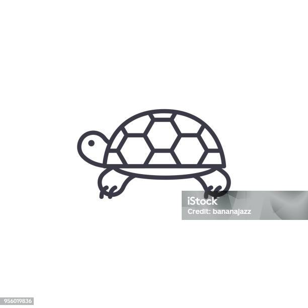 Turtle Vector Line Icon Sign Illustration On Background Editable Strokes Stock Illustration - Download Image Now