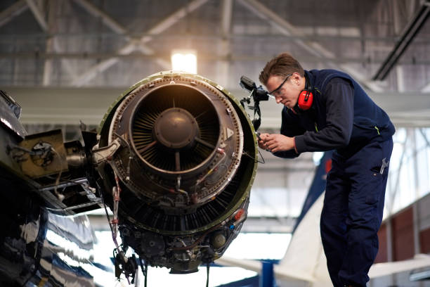 istock Aircraft mechanic in the hangar 956019848