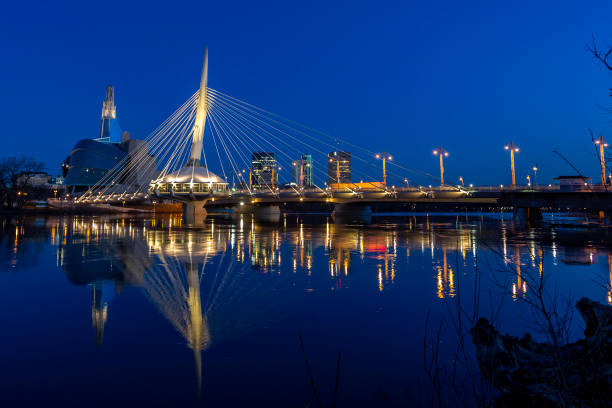Esplanade Riel early The Esplanade Riel in the early morning blue hour winnipeg photos stock pictures, royalty-free photos & images