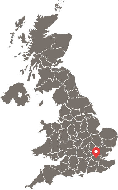 Highly detailed United Kingdom map vector outline illustration with provinces or states borders and capital location, London, in gray background. Accurate map of UK prepared by a map expert. Highly detailed United Kingdom map vector outline illustration with provinces or states borders and capital location, London, in gray background. Accurate map of UK prepared by a map expert. essex england stock illustrations