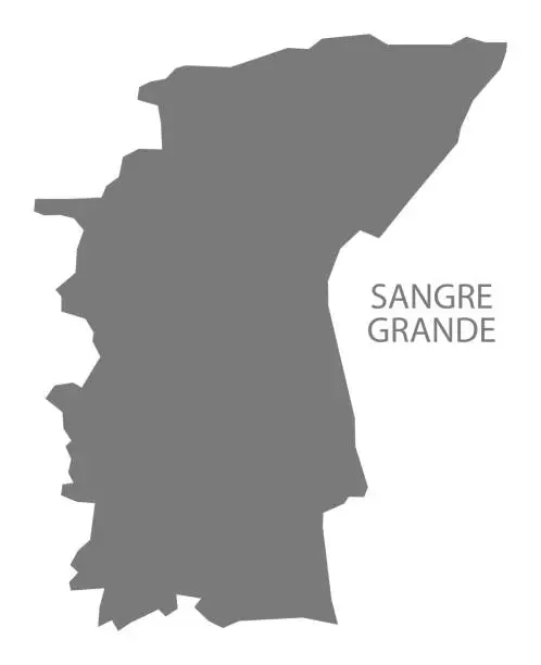 Vector illustration of Sangre Grande map of Trinidad and Tobago grey illustration shape