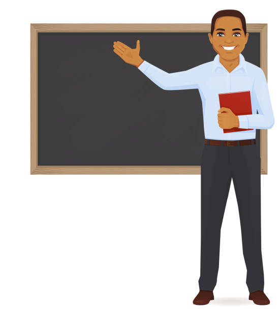 교사 at blackboard - blackboard black tall education stock illustrations