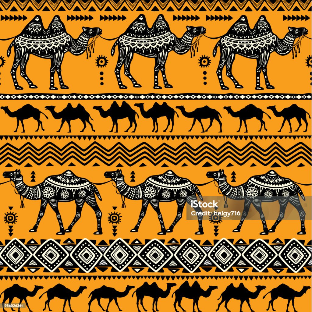 Two Camels Patterns Seamless Pattern With Camels Stock Illustration - Download Image Now ...