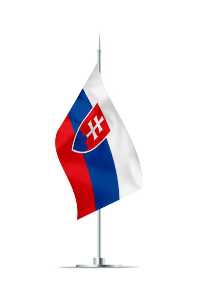 istock Small Flag of Slovakia on a Metal Pole 956032580