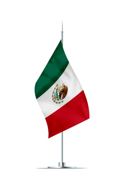 small flag of mexico on a metal pole - mexican flag mexico flag digitally generated image imagens e fotografias de stock