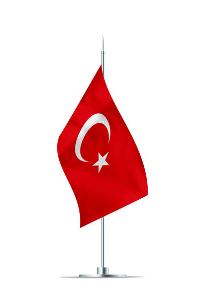 istock Small Flag of Turkey on a Metal Pole 956034832