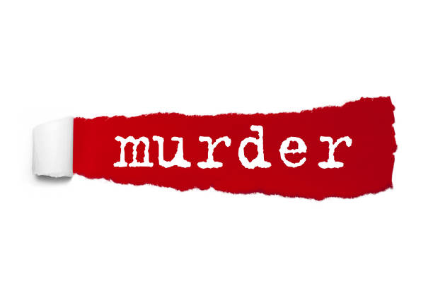 istock Word Murder written under the curled piece of Red torn paper. Concept Image 956035410