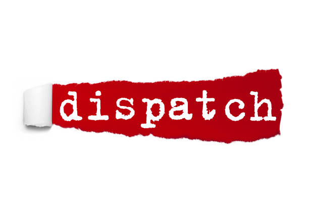istock Word DISPATCH written under the curled piece of Red torn paper. Concept Image 956035506