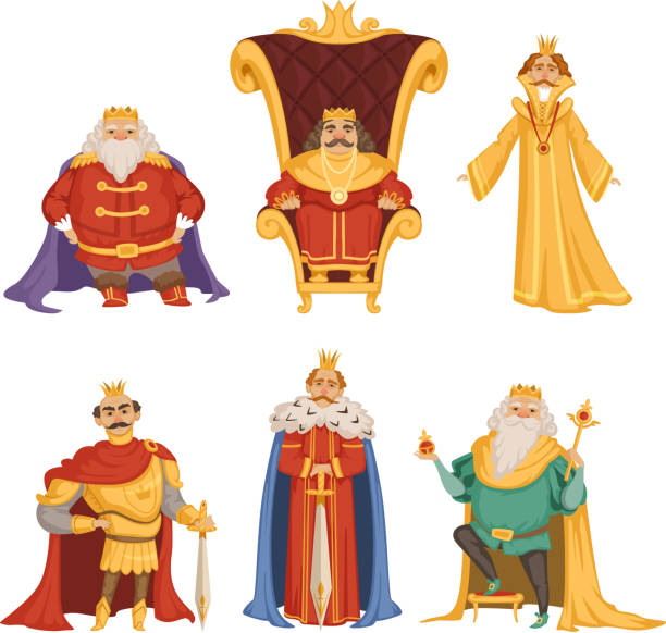 Set Illustrations Of King In Cartoon Style Stock Illustration - Download  Image Now - King - Royal Person, Throne, Gold - Metal - iStock