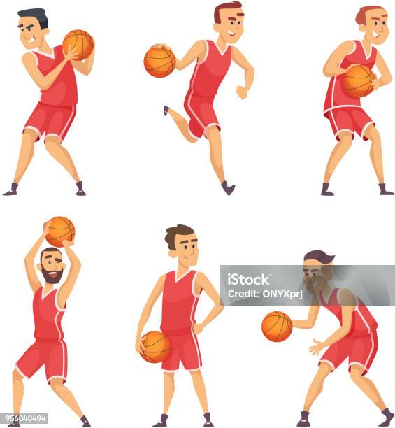 Illustrations Set Of Basketball Players Stock Illustration - Download Image  Now - Basketball - Sport, Basketball Player, Icon - iStock