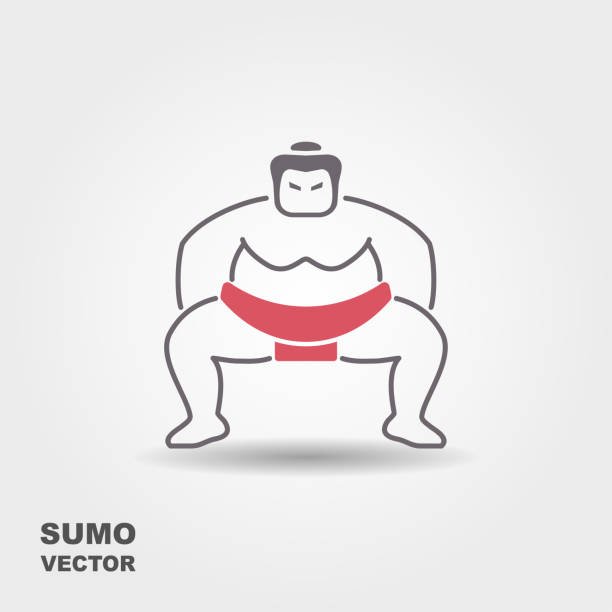 illustrations, cliparts, dessins animés et icônes de illustration vectorielle de lutteur de sumo - martial