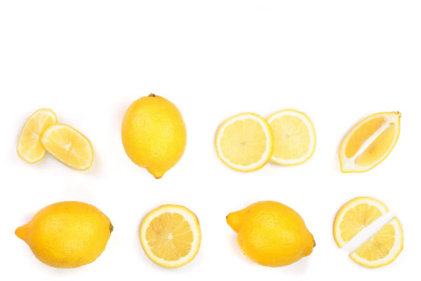 istock Lemon isolated on white background. Seamless pattern with fruits with copy space for your text. . Top view. Flat lay 956045790