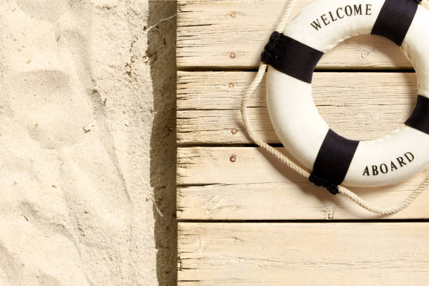 istock Life buoy on the beach 956048138