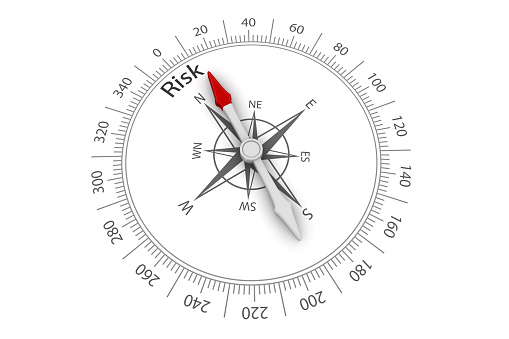 Compass, Arrow, Risk, Strategy, Business, White Background