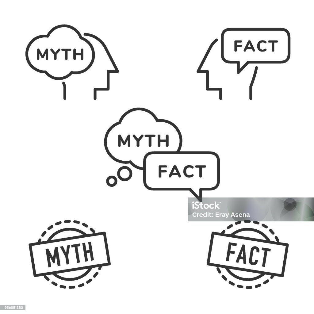 Myth and Fact icons. Myth and Fact icons. Editable line vector. Mythology stock vector