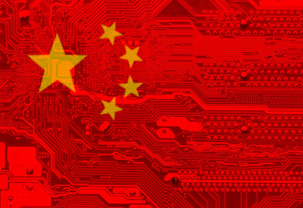 Flag of China Computer plate and flag of China china digital flag stock pictures, royalty-free photos & images