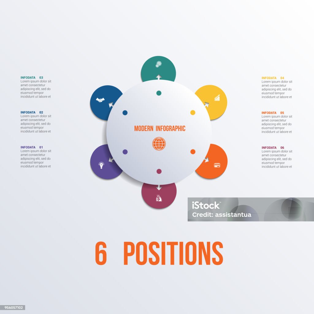 Flowchart Position Template Flower Colorful Infographics 6 Positions To Use For Flowchart ...