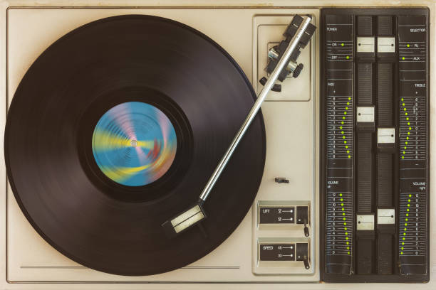 istock Retro styled view from above of a vintage turntable 956059480