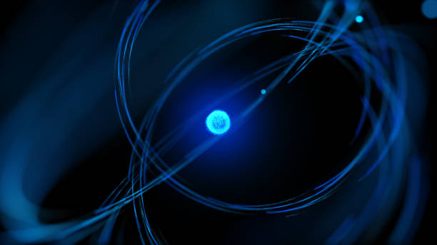 ilustración 3d de átomo. concepto de ciencia - quantum nanotechnology nobody molecule fotografías e imágenes de stock