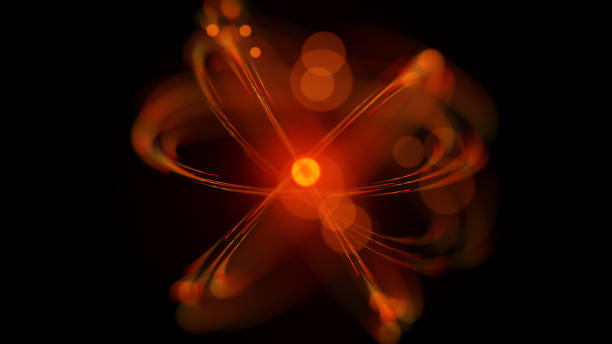 ilustración 3d de átomo. concepto de ciencia - quantum nanotechnology nobody molecule fotografías e imágenes de stock