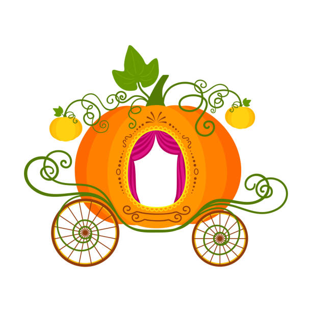 illustrazioni stock, clip art, cartoni animati e icone di tendenza di illustrazione vettoriale della carrozza di zucca cartone animato - princess diet