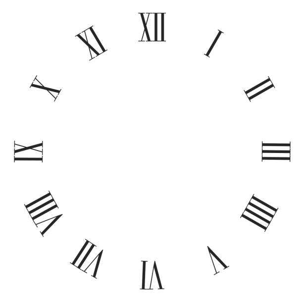 винтажные римские цифры часы лицо вектор изолированы на белом. - clock face clock antique number stock illustrations