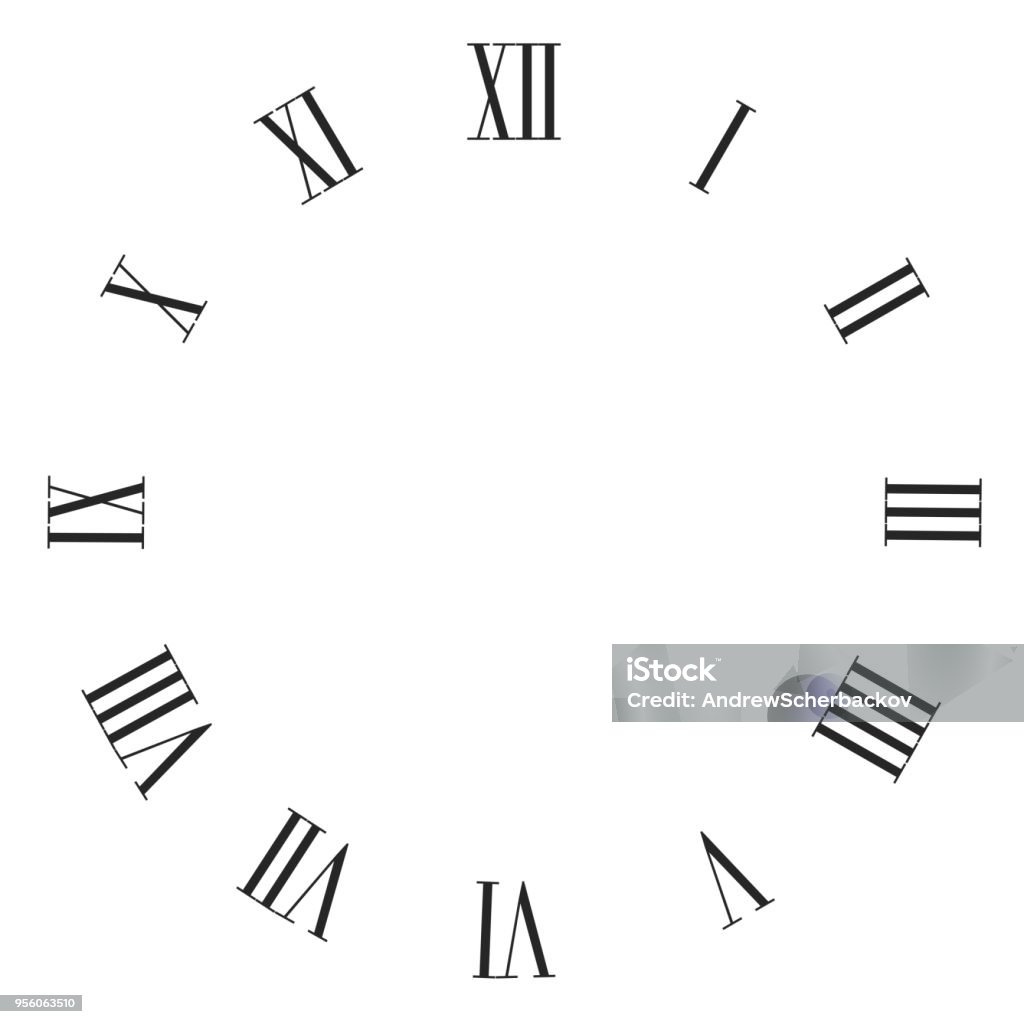Vintage Roman Numerals Clock Face Vector Isolated On White Stock  Illustration - Download Image Now - Istock