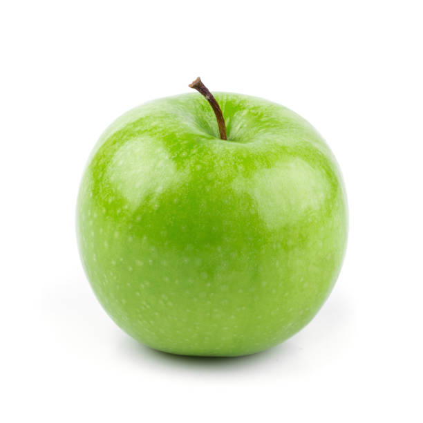 istock Fresh green apples isolated on white background. 956067456