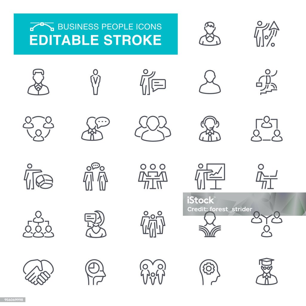 People and Business Editable Stroke Icons Chart, Working, Population, Infographic, People Editable Stroke Icon Set Icon Symbol stock vector