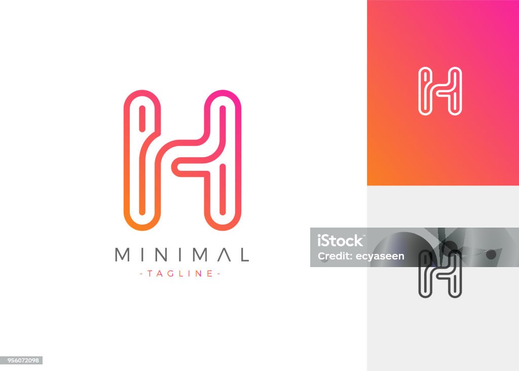 Single Letters Design H H Letter Initials Design Template Minimal Line Vector Typo Illustration ...