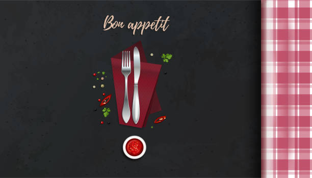 бон аппетит. дизайн концепции кухонного стола - bon appetite stock illustrations