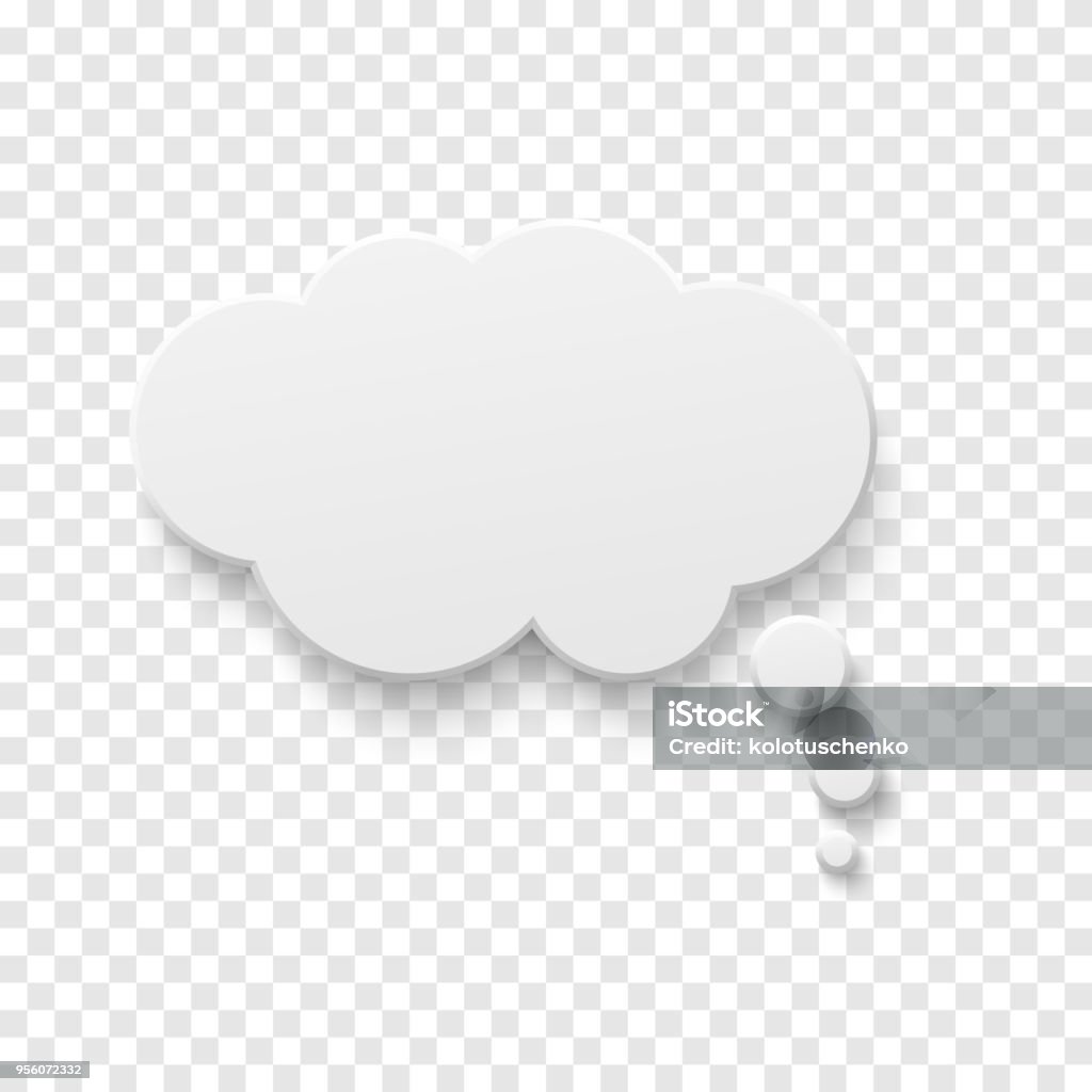 Vector white blank paper speech bubble Vector white blank paper speech bubble on transparent background. Realistic 3d illustration. Template for your design. Thought Bubble stock vector