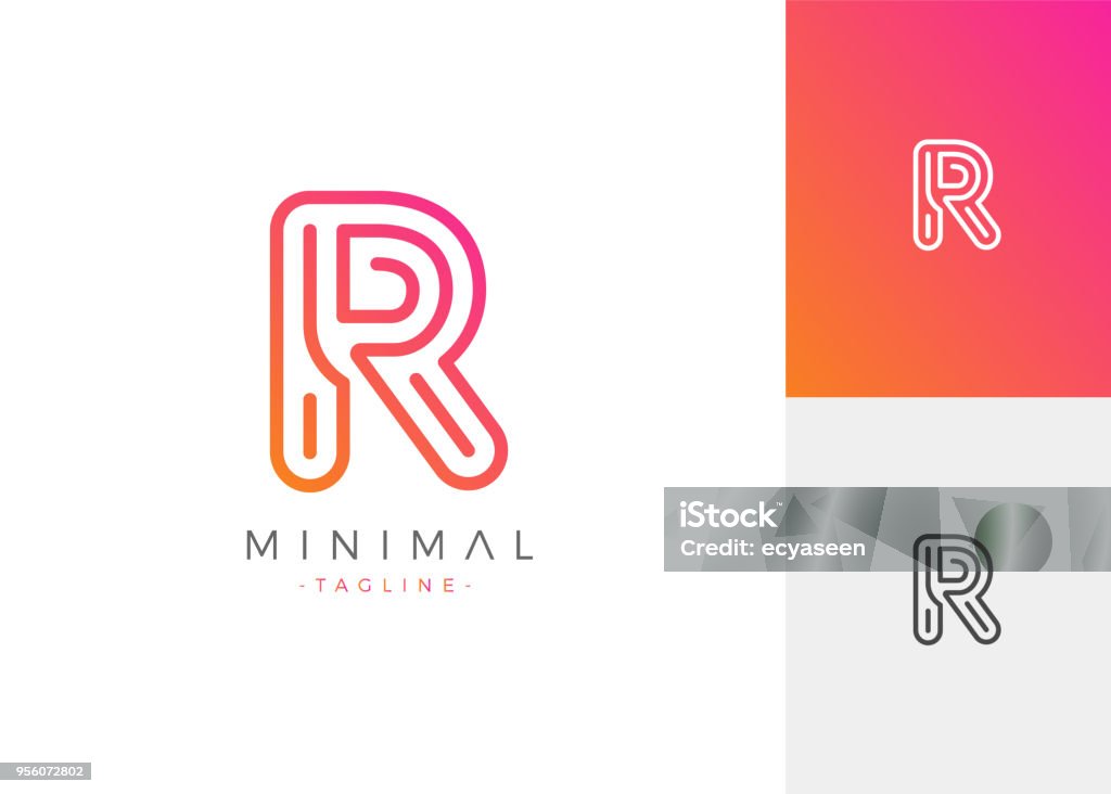 Letter R Profile. Simple R Letter Initials Design Template Minimal Line Vector Typo Illustration ...