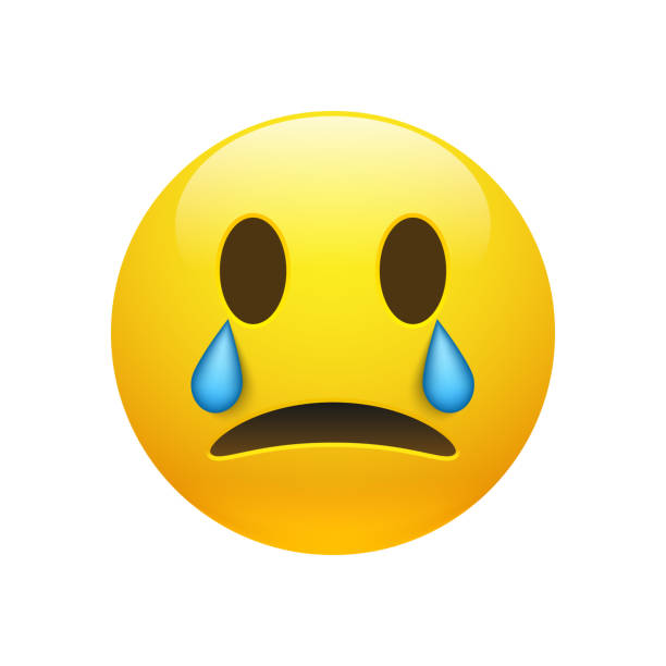 illustrazioni stock, clip art, cartoni animati e icone di tendenza di emoticon pianto giallo vettoriale con gli occhi aperti - sadness depression smiley face happiness