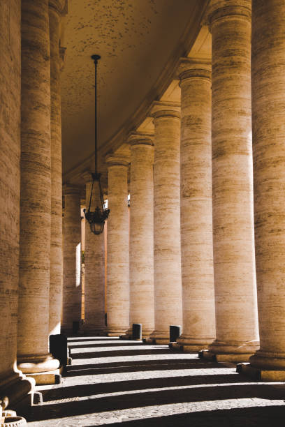 beautiful ancient columns with shadow in Vatican, Italy