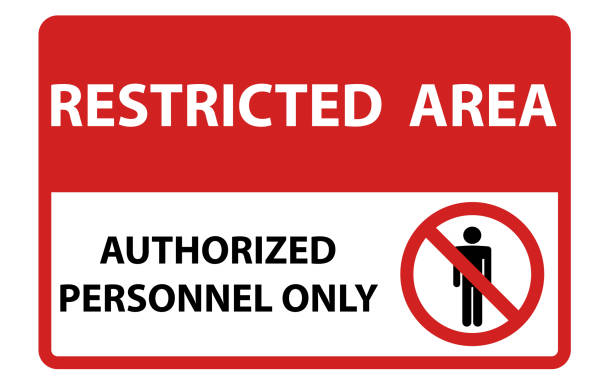 upoważniony personel tylko bezpieczeństwo - restricted area sign stock illustrations