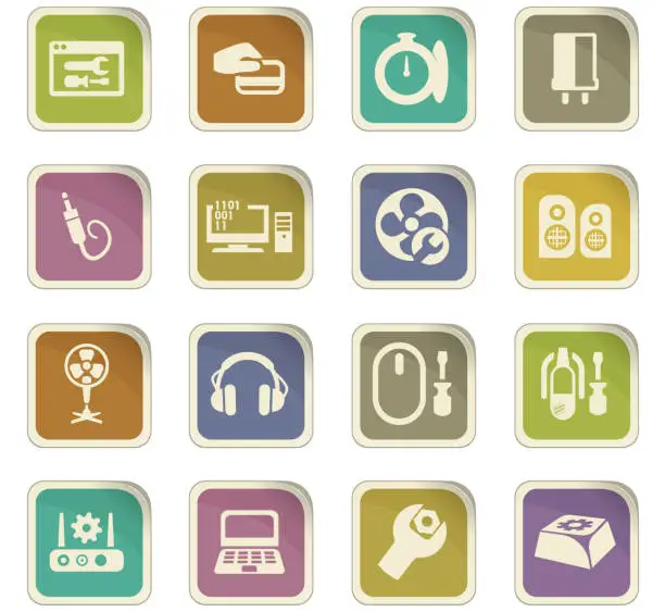 Vector illustration of Electronic repair icons set