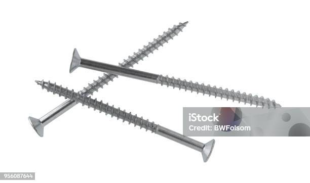 Long Metal Shelving Screws On A White Background Stock Photo - Download Image Now - Screw, White Background, Cut Out