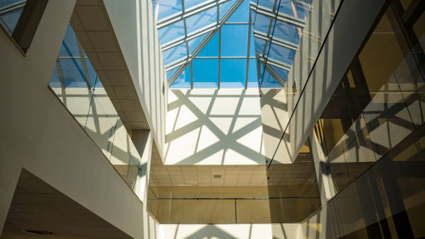istock panoramic roof. office center. shopping center 956090280