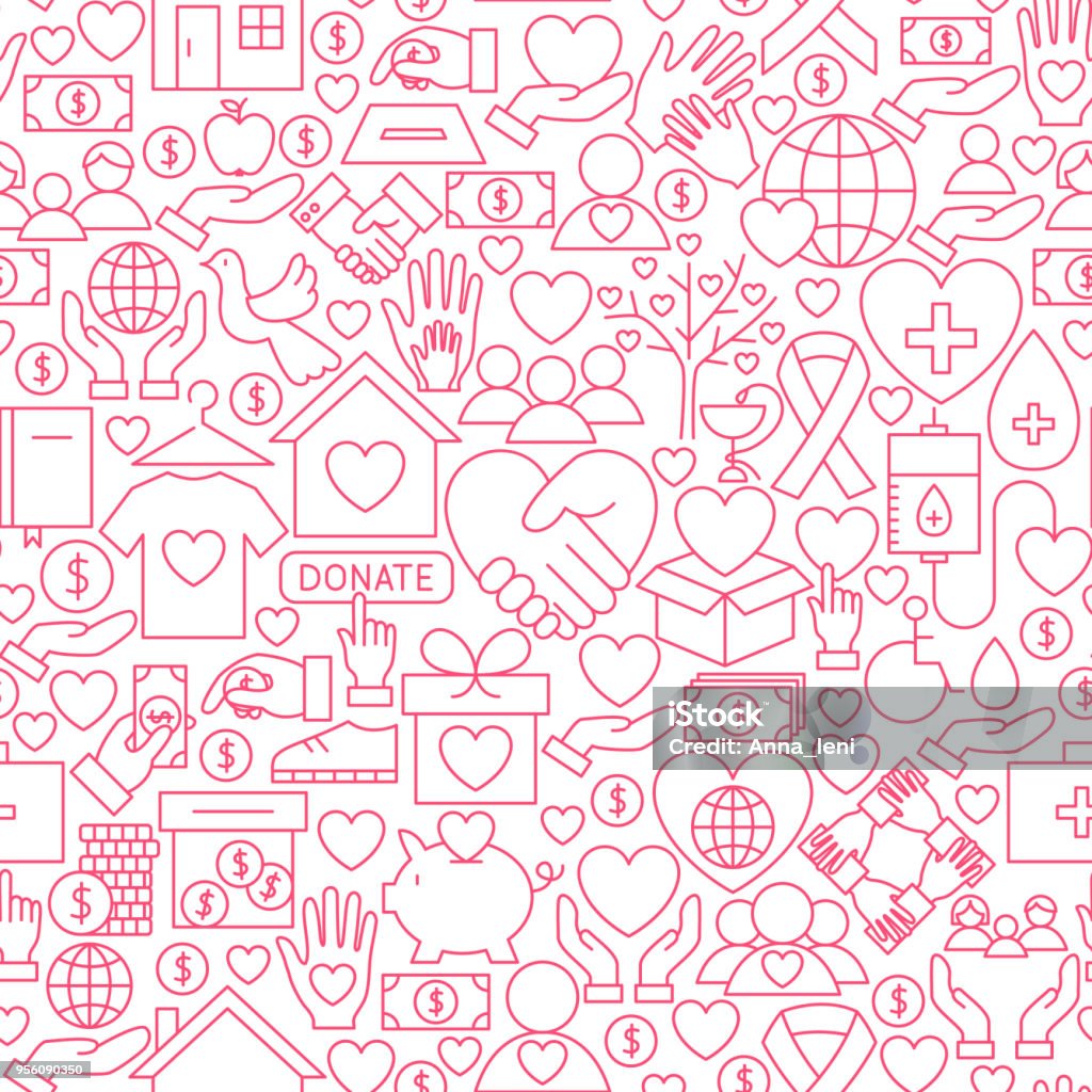 Donation White Line Seamless Pattern Donation White Line Seamless Pattern. Vector Illustration of Outline Tileable Background. Blood Donation stock vector