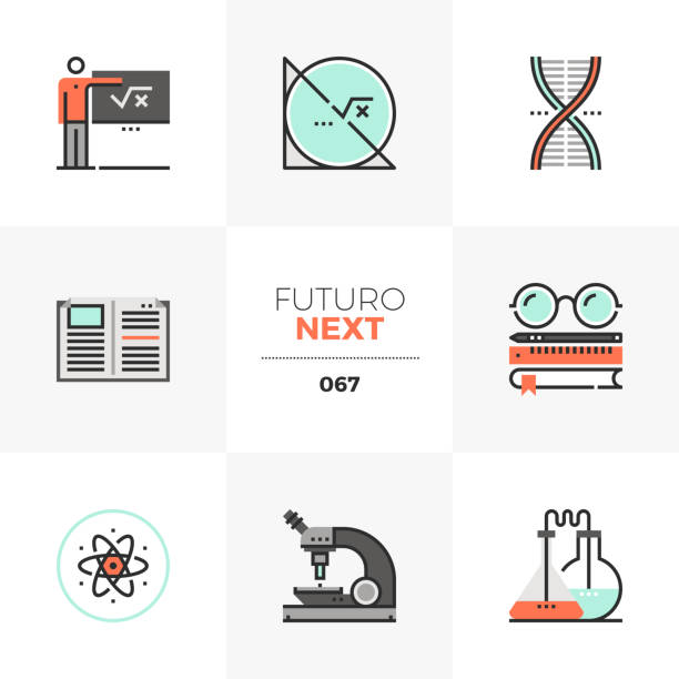 ilustrações de stock, clip art, desenhos animados e ícones de stem education futuro next icons - physics classroom teaching professor