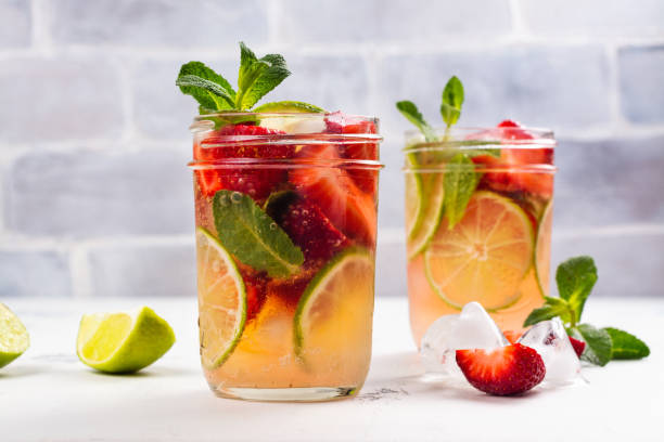 istock Refreshing summer sangria with strawberry and lime 956096622