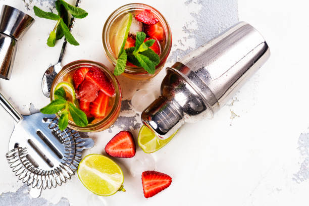 Refreshing summer sangria with strawberry and lime