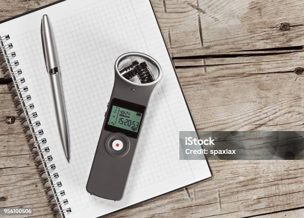 Audio Recorder With External Microphone Stock Photo - Download Image Now - Recorder - Musical Instrument, Technology, Voice
