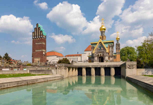 istock Mathildenhoehe with russian chapel and wedding tower in Darmstadt 956104626