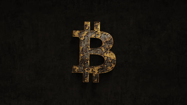 rouille sur temps bitcoin sur fond grunge - coin currency stack gold photos et images de collection